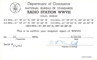 WWVH QSL